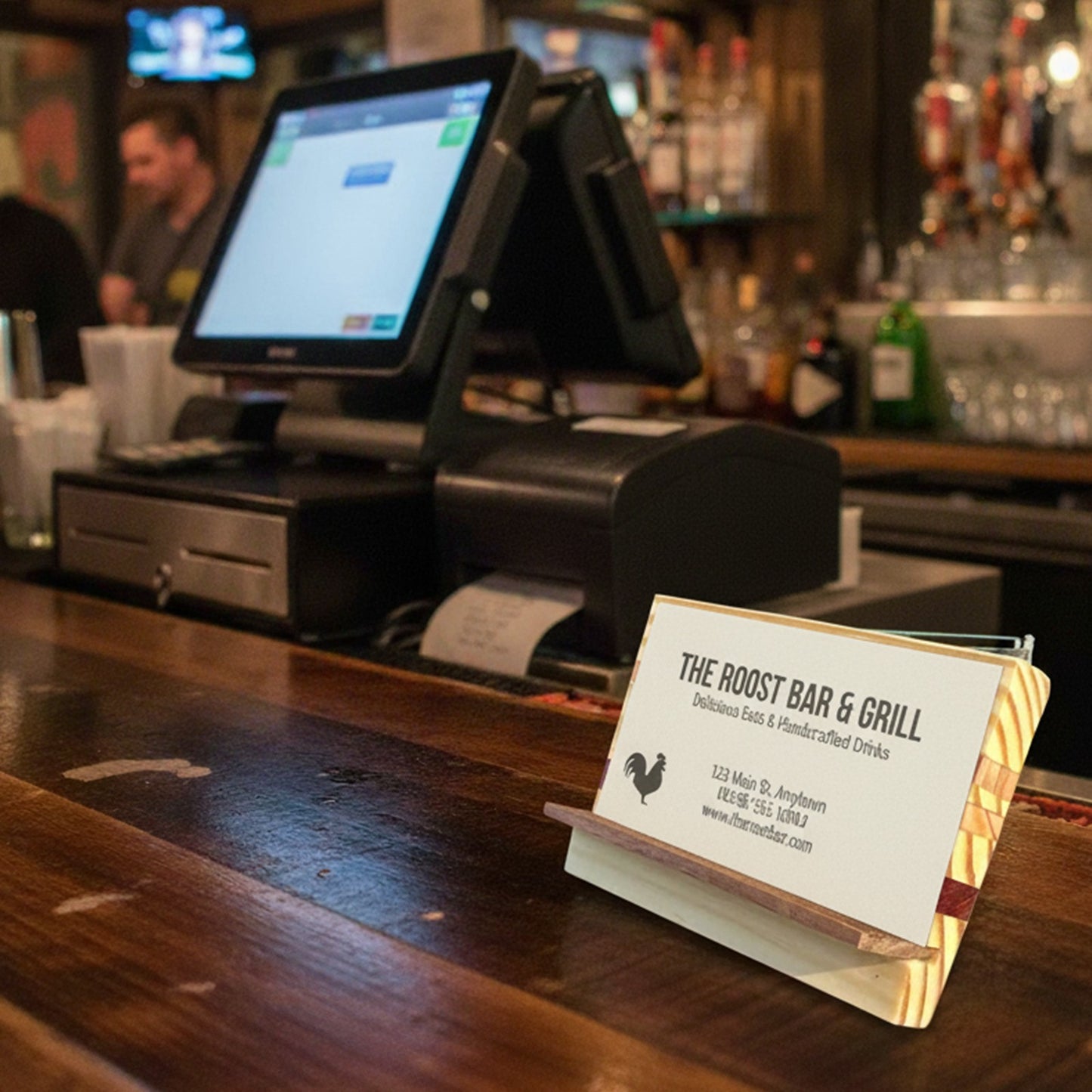 Mixed-Wood Desktop Card Holder