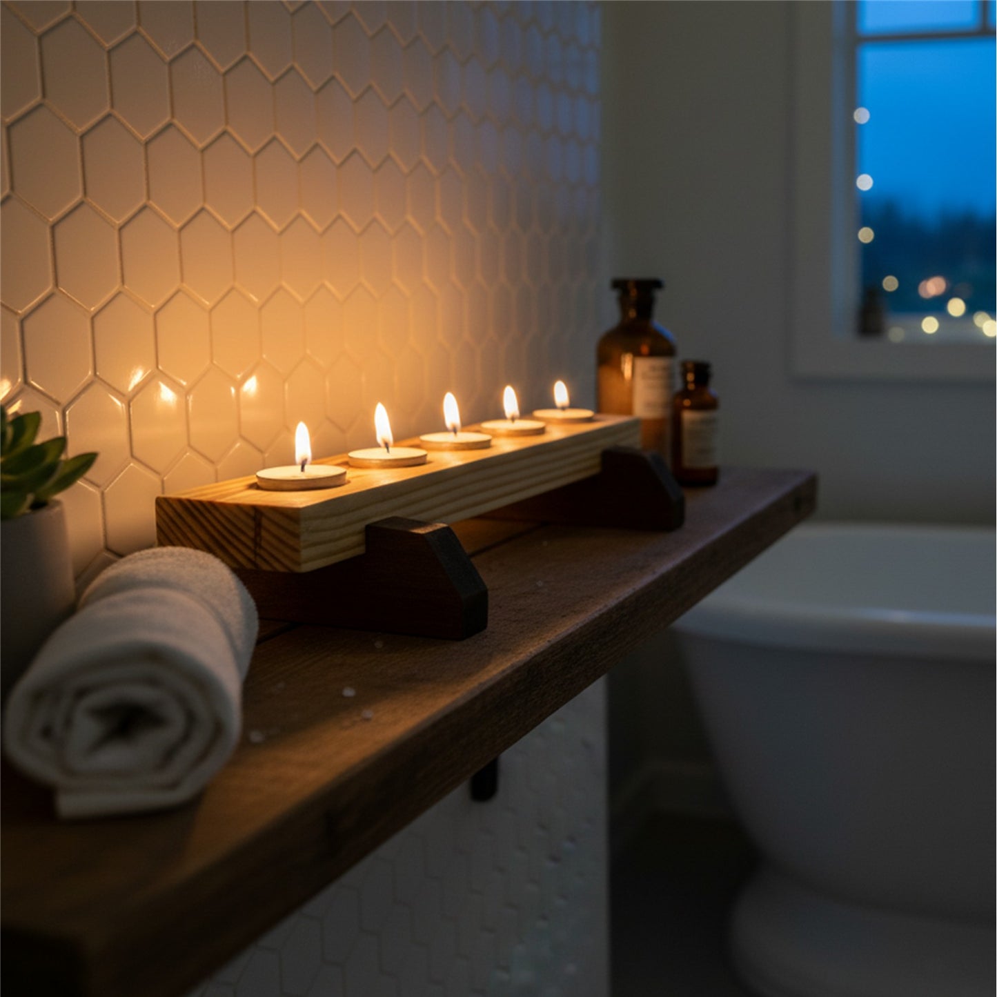 Serenity Cedar Inlay Candle Bridge