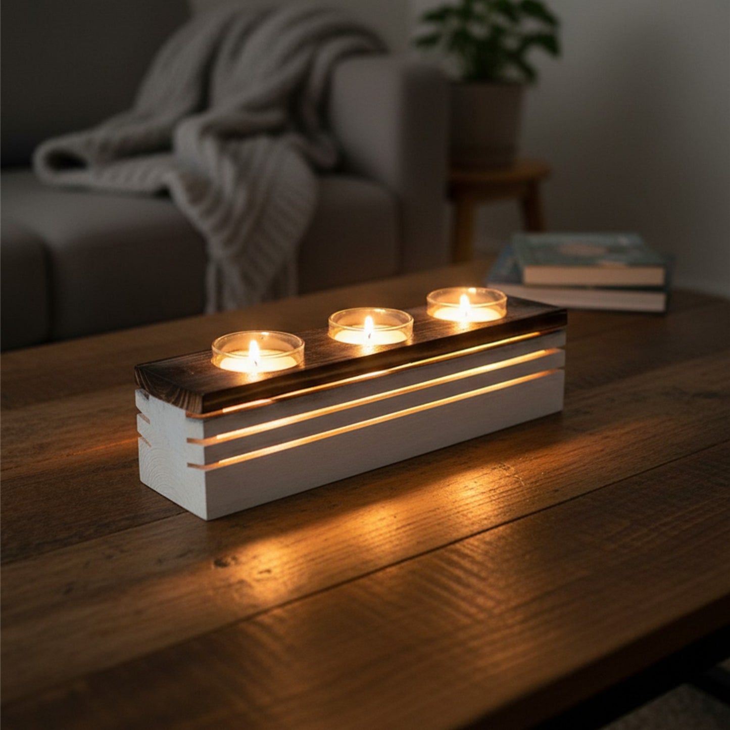 Glimmering Wood Candle Holder