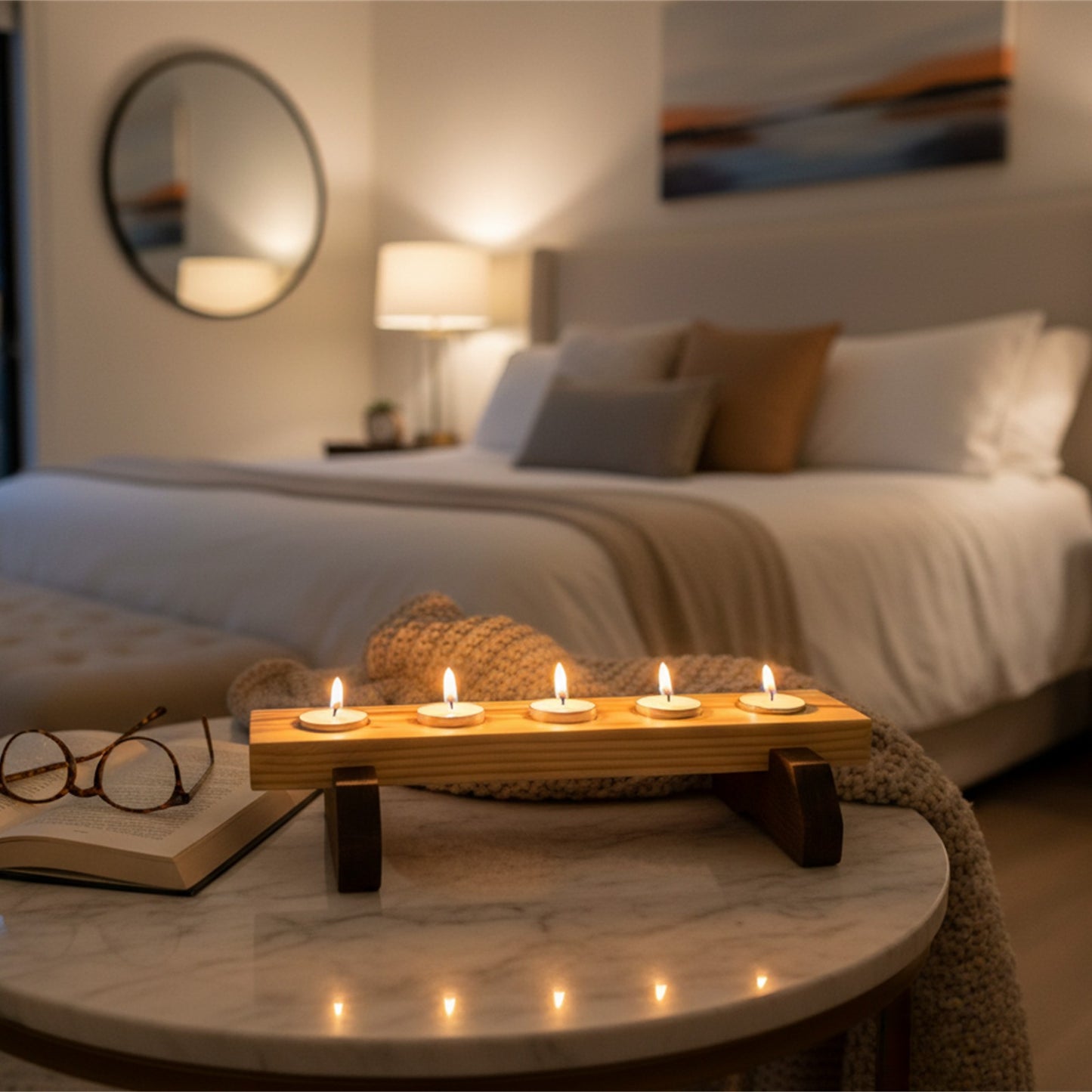 Serenity Cedar Inlay Candle Bridge