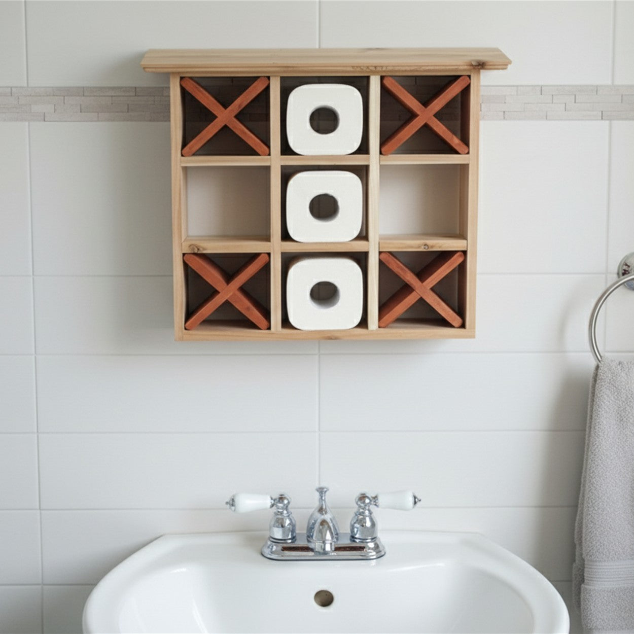 Bathroom Tic-Tac-Toe Shelf