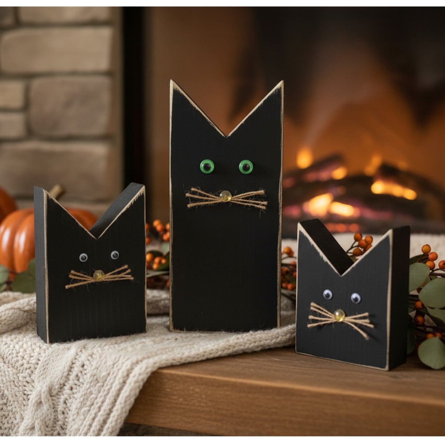 Rustic Cat Family - Set of 3