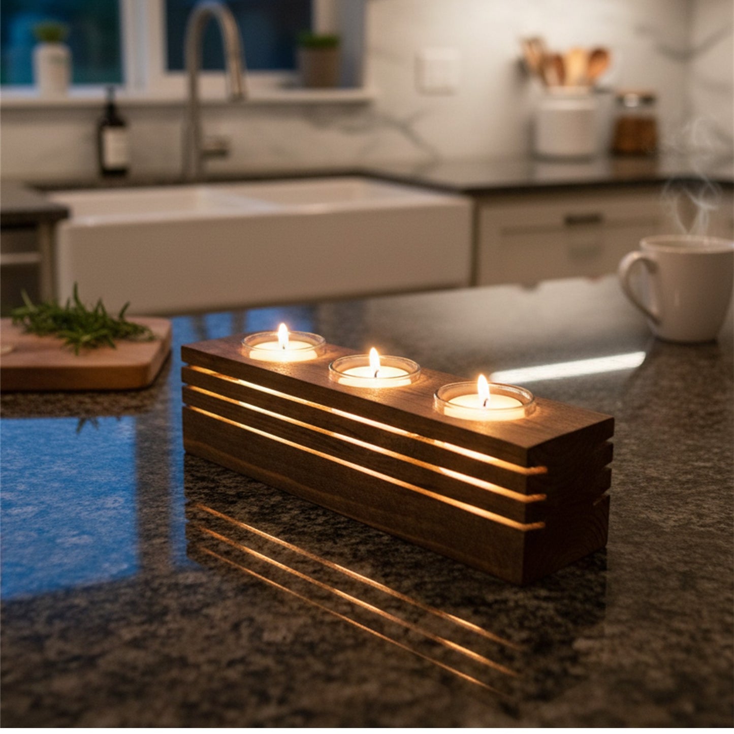 Glimmering Wood Candle Holder