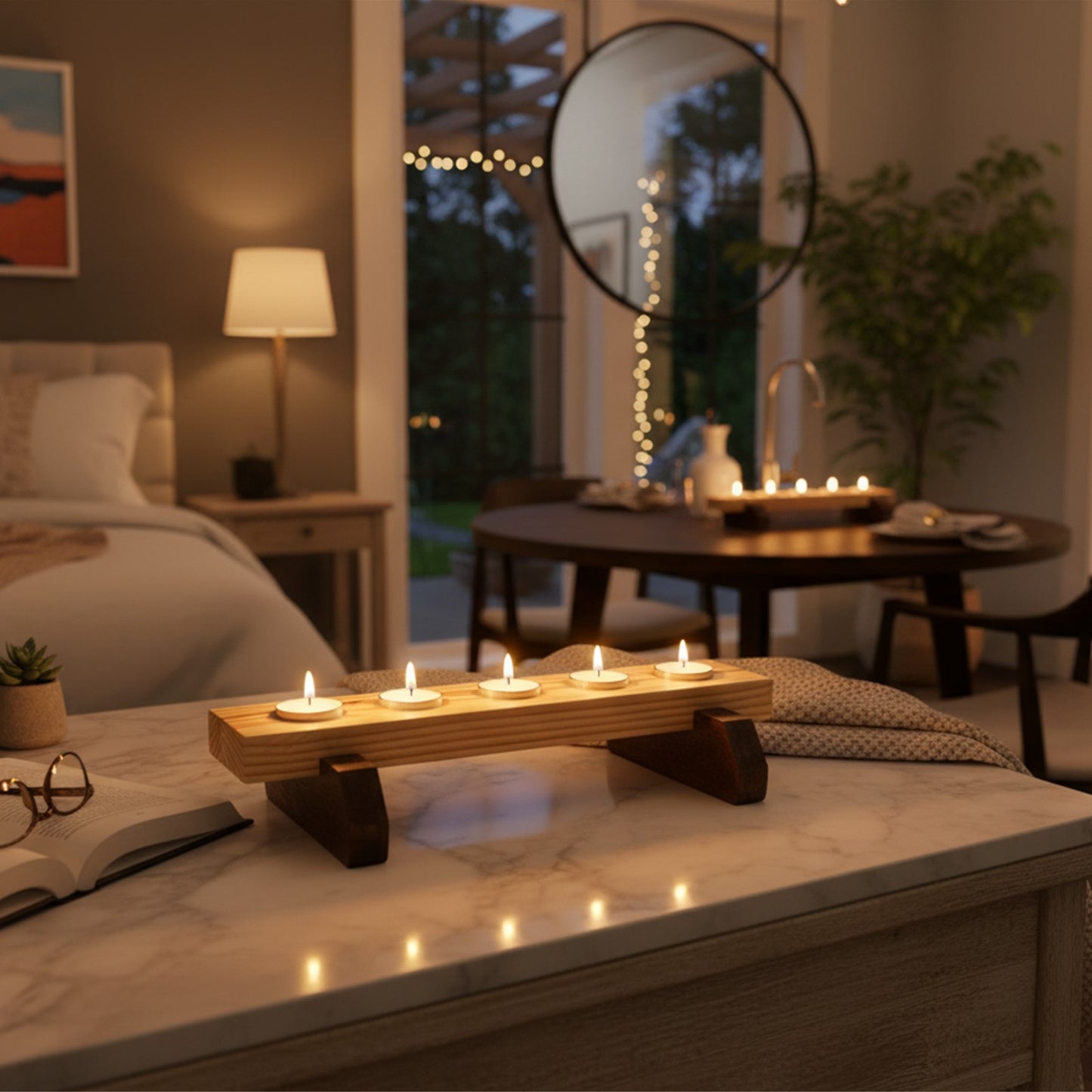 Serenity Cedar Inlay Candle Bridge